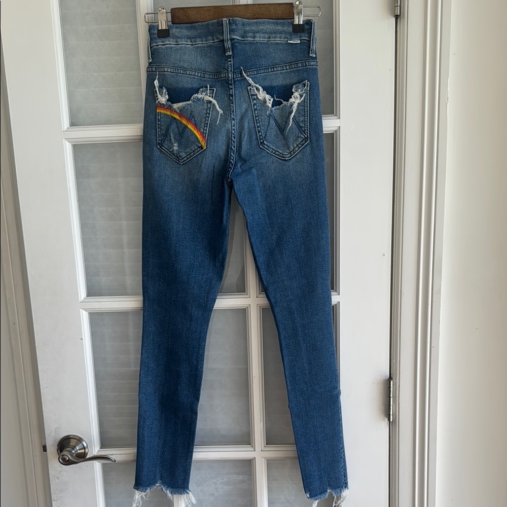 MOTHER Denim RAINBOW Pocket Jeans High Waisted Chew Dancing the Hula Size 24 - Picture 4 of 15